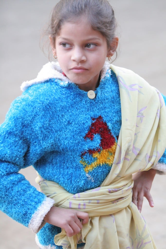Little girl wearing a sari